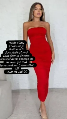 Vestido vermelho festa médio lindo