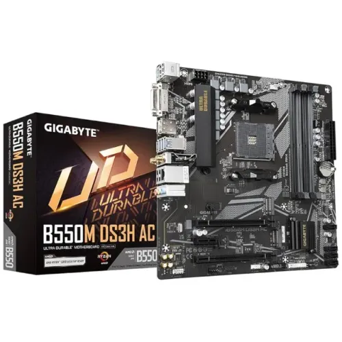 Placa Mãe Gigabyte B550M DS3H AC, Rev 1.4, AMD AM4, DDR4 ,Wi-Fi, Bluetooth, Nova, Lacrada