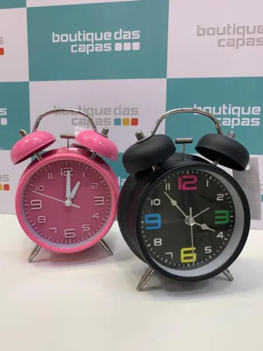 RELÓGIO DE MESA ANALOGICO CLOCK ROSA / PRETO