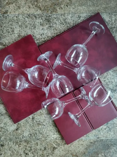 Conjunto com 7 taças grandes de cristal para água- Vintage