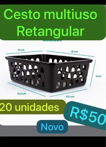 Cesto Multiuso Retangular - 20 unidades