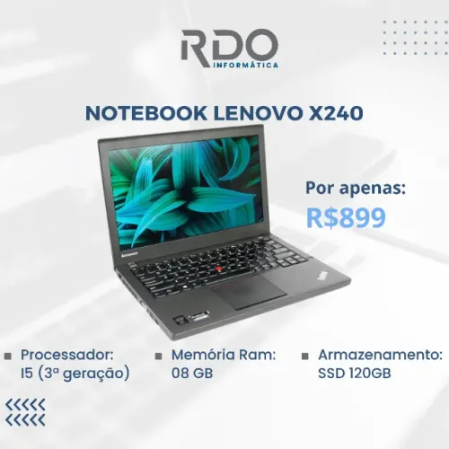 Notebook Lenovo X240 i5 8GB RAM SSD 120GB - Multi tarefas! 