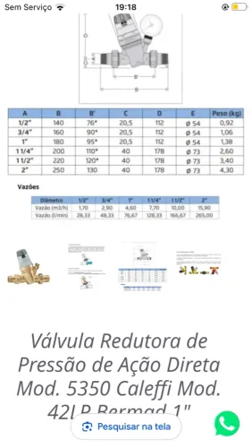 Válvula Redutora de Pressão Caleffi Mod. 5350 - 1"
