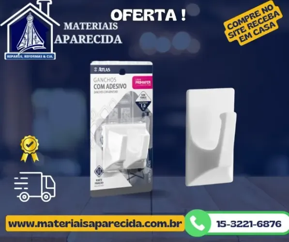 Cabide Adesivo Quadrado 2PC 1KG Branco Primafer