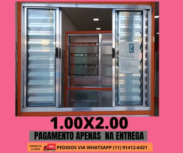 janela medidas 1,00 x 2,00 gold código ja12 6 folhas em aluminio