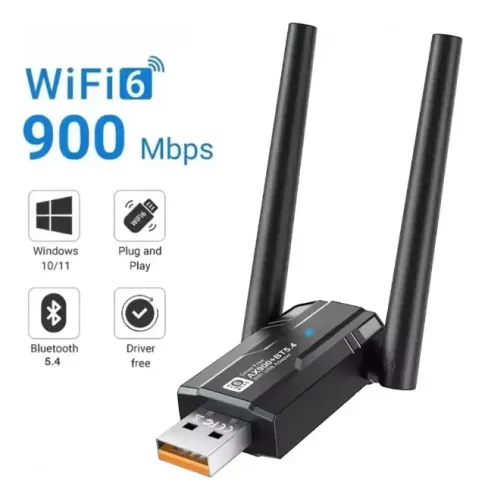 Adaptador Wifi 6 Usb Dual 2,4g | 5ghz 900mbps Bluetooth 5.4