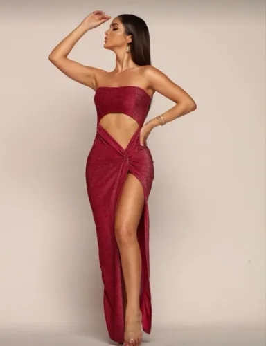 Vestido lurex tomara que caia