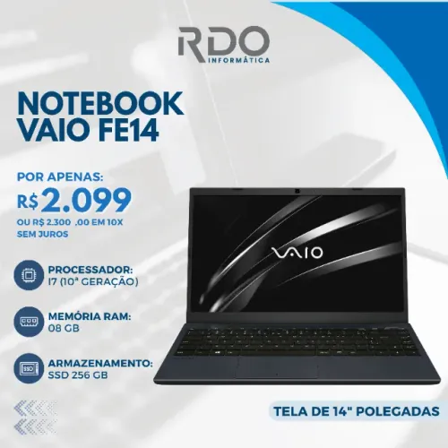 Notebook Vaio FE14: i7-10ª, 8GB RAM, SSD 256GB ? Pronto para uso!