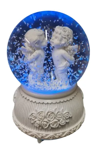 Globo de neve musical com anjinhos 20 cm