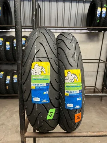 Par de Pneu Michelin Pilot street radial 150/60-17 e 110/70-17 Ninja400 Z400/Bajaj/Cb300F