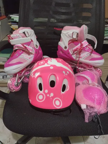 Kit Patins Infantil in Line 4F Import Rosa 35/38