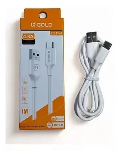Cabo USB para Tipo C Branco 1 Metro 4.8A a'Gold