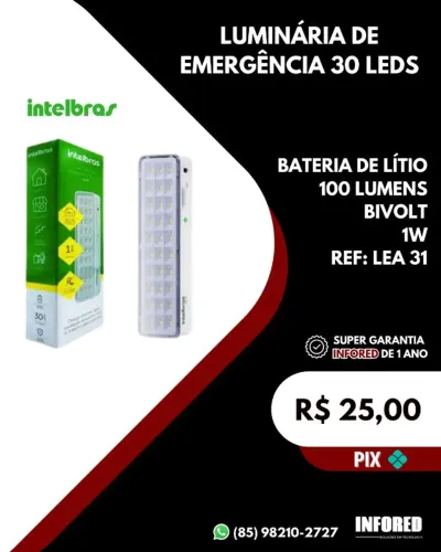 Luminária de emergência 30 LEDS Intelbras LEA 31