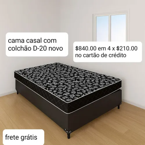 Cama casal em 4 X $210.00 cartão crédito novo de fábrica