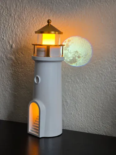 Farol luminária com projeção da lua com controle
