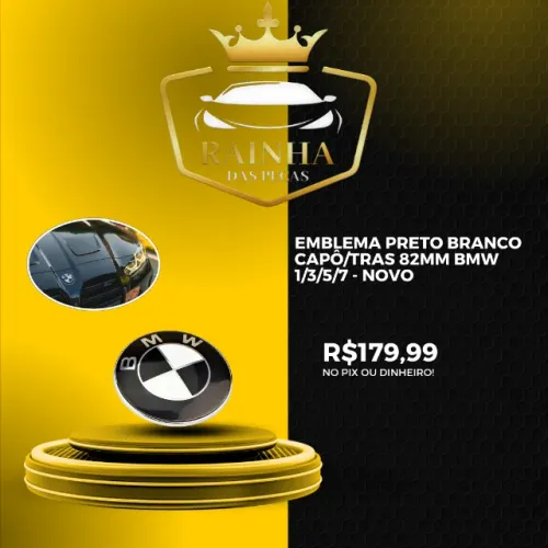 Emblema Preto Branco Capo ou Tampa Traseira 82mm Bmw 1/3/5/7 - NOVO 