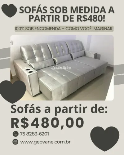 Sofás sob medida, 100% sob encomenda, do jeito que você imaginar! Diversos modelos e cores
