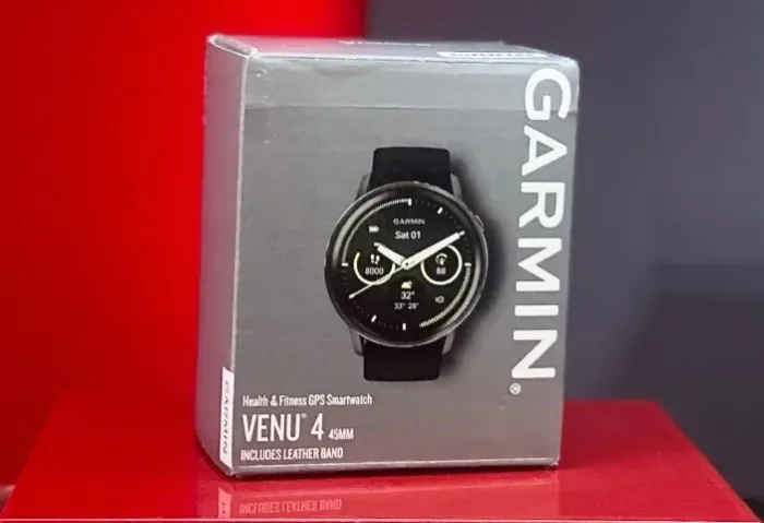 Garmin Relógio Venu 4 - 010-03014-03 - Slate Black / Brown Leather  - 45MM - Produto Novo