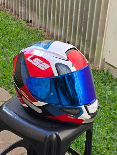 Capacete LS2 FF397 Vector Evo Tam. 60 - Com Comunicador A9MAX + 2 Viseiras Camaleão