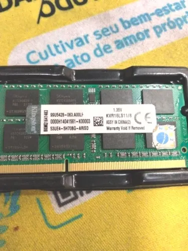 MEMÓRIA RAM 8 GB  NOTEBOOK KINGSTON DDR3L 8GB NOTEBOOK 1600HMZ KVR16LS11/8