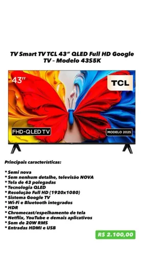 TV TCL 43" SEMI-NOVA 