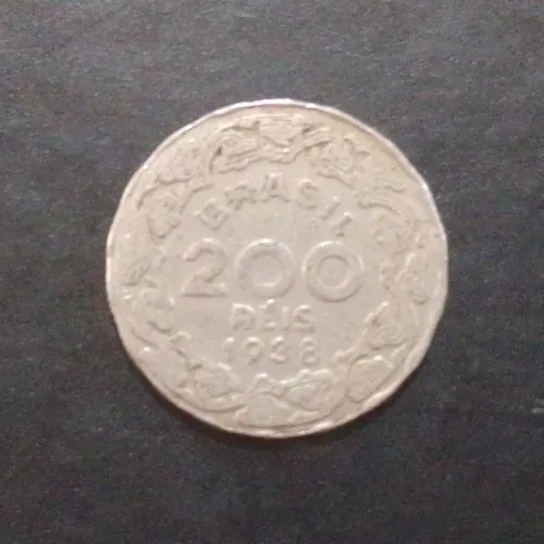 Moeda antiga 200 Réis 1938 (Brasil)