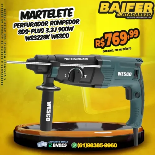 Martelete Perfurador Rompedor SDS-Plus 3.2J 900w WS3228k Wesco