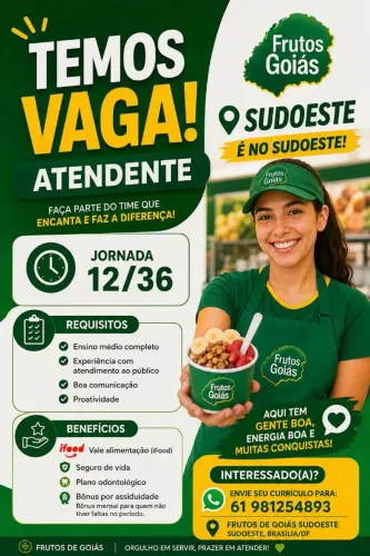 Vaga de atendente - Sudoeste