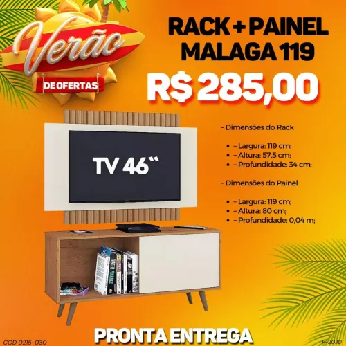 Rack + painel malaga 119 na promoção R$285,00