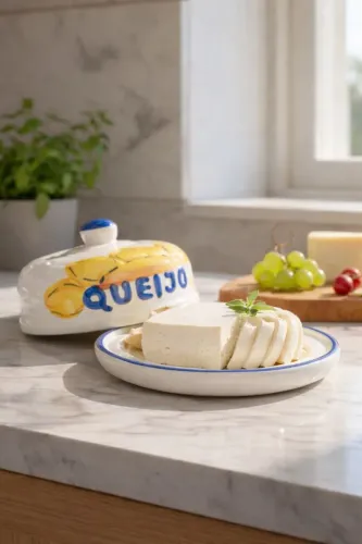 Queijeira Vintage Porta Queijo Cerâmica Esmaltada