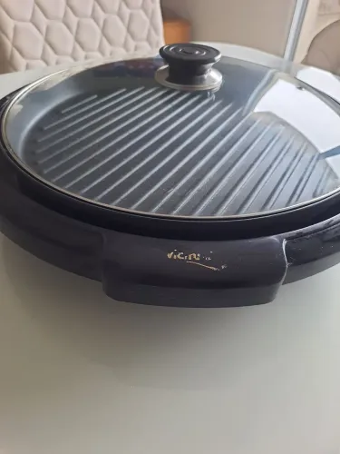 Panela Grill Redondo Anti Aderente Maxi 110V Tampa De Vidro Vicini
