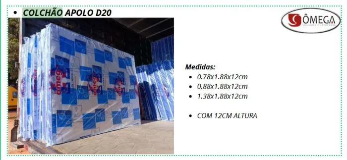 Colchão solteiro apolo D20 12cm - novo direito da fábrica 