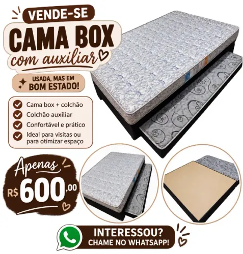 Cama box com colchão e auxiliar