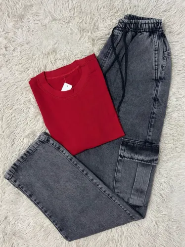 Kit M Camisa Over e Calça Cargo Baggy