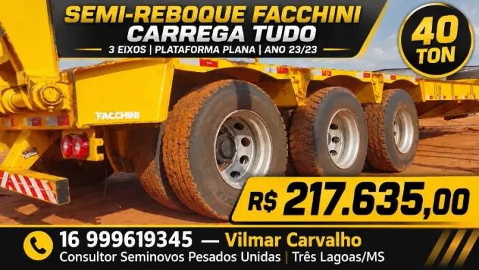 Prancha Semi-Reboque Carrega Tudo Facchini 3 Eixos 40 Ton 23/23