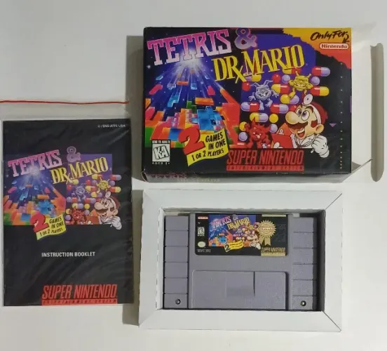 Jogo Tetris e Dr Mario - Super Nintendo