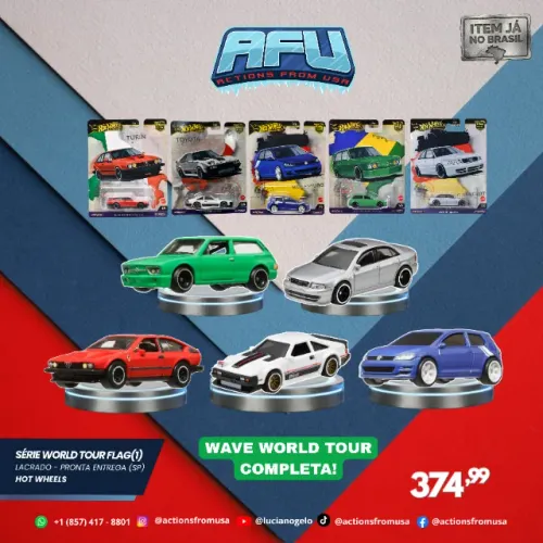 Hot Wheels Wave rara serie World Tour - 82 Toyota, Audi S4, Golf, Alfa Romeo e Brasilia