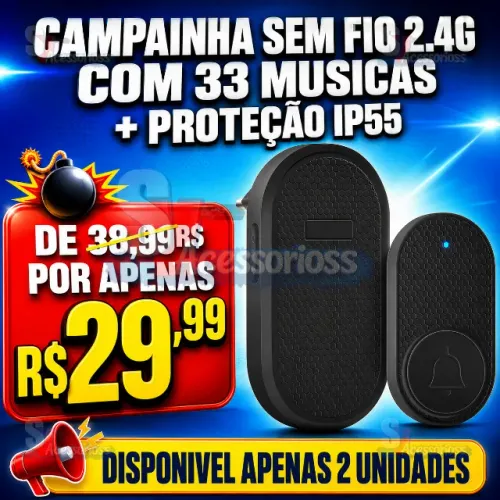 Campainha Sem Fio 2.4G com 33 Músicas