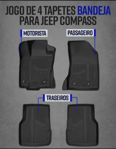 Jogo Tapete Bandeja Jeep Compass 2017 Até 2025 Borda Alta