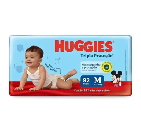 Fralda HUGGIES Tripla Proteção Tamanho M 92 unids