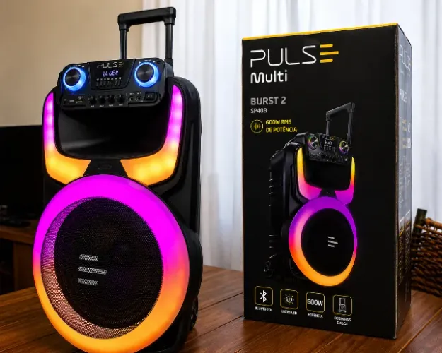 Caixa de Som Pulse Multi Burst 2 SP408 Bluetooth LED Nova Na Caixa