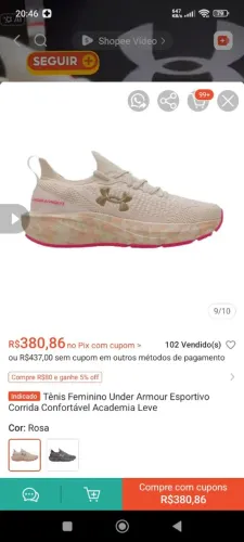 Tênis usado uma única vez não gostei pra treino mas e lindo