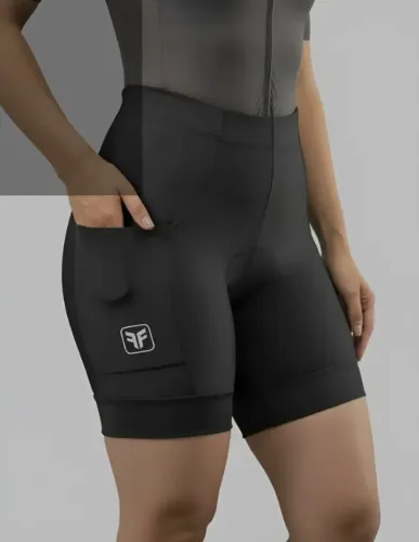 Bermuda Ciclismo Free Force Preta Feminina C/bolsos
