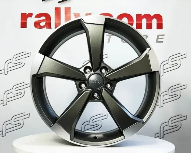 Jogo de Roda Audi Rs3 Grafite Semi-Brilho Borda Diamantada 5x112 - 19x8 Offset 45 (Nv)