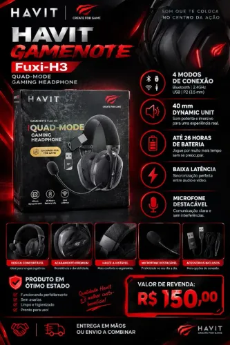 Vendo fone de ouvido Havit Gamenote H2002D (HV-H2002D)
