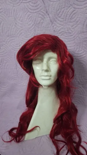 Peruca Cosplay carnaval cabelo sintético ariel pequena sereia disney