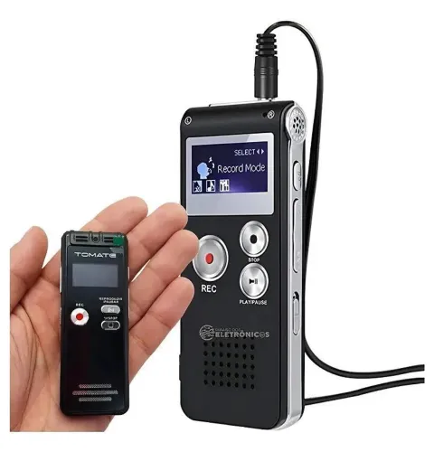 Gravador de Voz e MP3 Player completo Tomate Recarregável 8GB entrada Sd