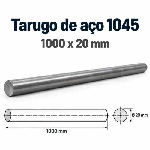 Tarugo em aço 1045 para usinagem - 1000 x 20 mm - com certificado Gerdau