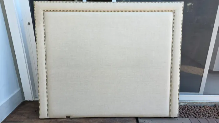 Cabeceira Cama Box Inteira Casal Lygia Linho Tachas 