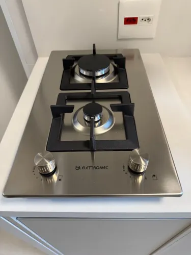 Cooktop Dominó 2 bocas a gás inox, ferro gusa, Elettromec
